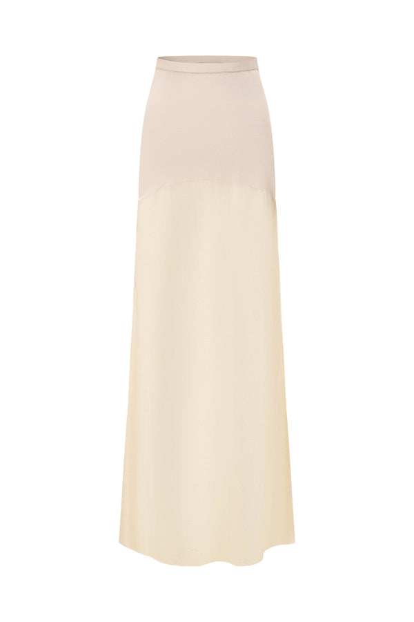 SWAYING/KNIT translucent mesh long skirt SW24SS3B21 gray rice PS81